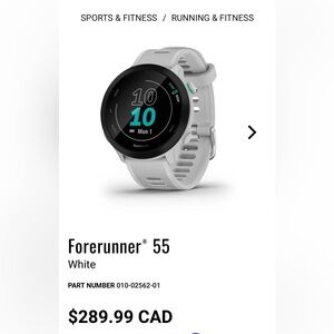 Garmin Forerunner 55 white fitness watch